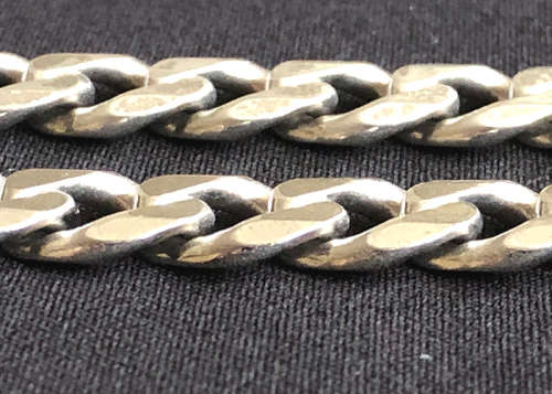HEAVY SOLID SILVER MEN'S CHAIN, DIAMOND CUT CURB LINK MADE IN ITALY
