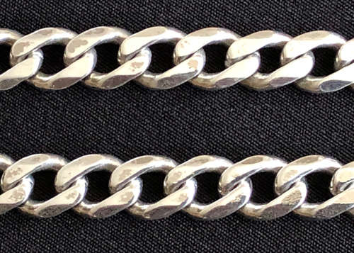 HEAVY SOLID SILVER MEN'S CHAIN, DIAMOND CUT CURB LINK MADE IN ITALY