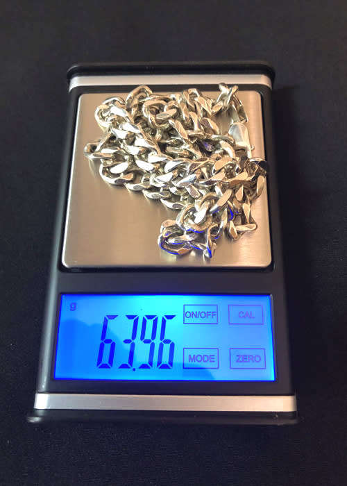 HEAVY SOLID SILVER MEN'S CHAIN, DIAMOND CUT CURB LINK MADE IN ITALY