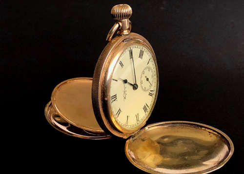 ANTIQUE WALTHAM TRAVELER POCKET WATCH, GOLD PLATED 1908