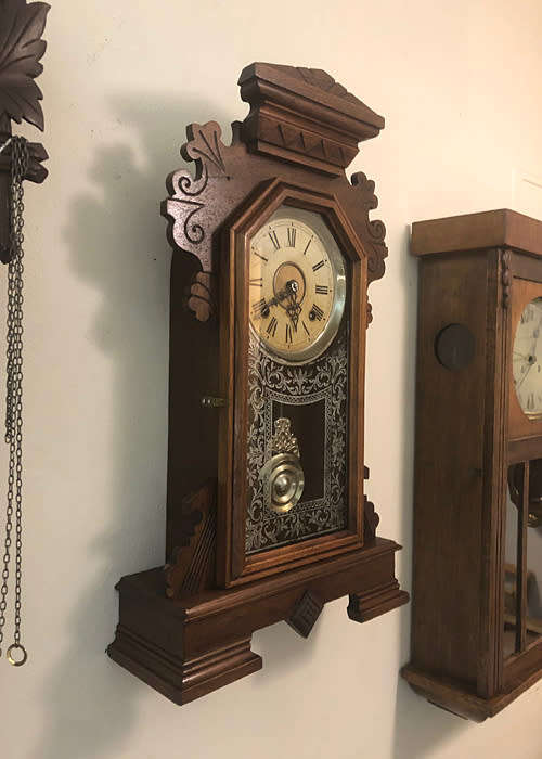 ANTIQUE ANSONIA WALL OR MANTEL CLOCK, 8 DAYS WINDING, CIRCA 1895
