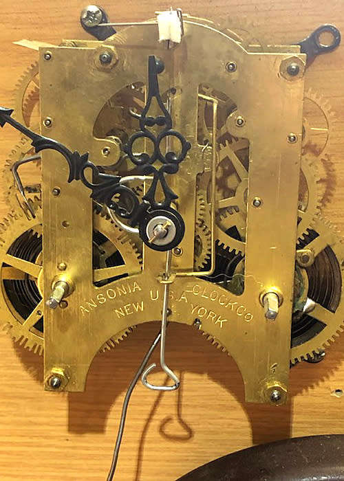 ANTIQUE ANSONIA WALL OR MANTEL CLOCK, 8 DAYS WINDING, CIRCA 1895