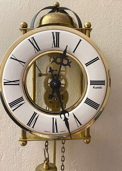 Kundu Skeleton Wall Clock, German Made, 8 days Weight Driven