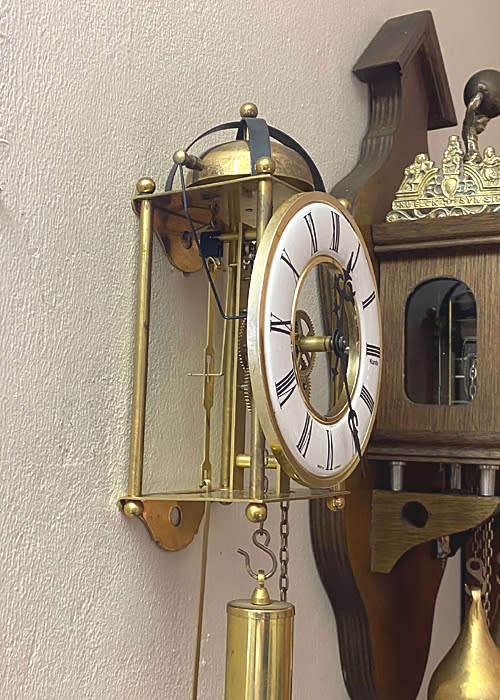 Kundu Skeleton Wall Clock, German Made, 8 days Weight Driven