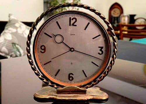 Lot of 4 Rare Vintage Swiss Table Clocks, Le Coultre, ImHof, Turler, Swiza  for Repairs or Spares