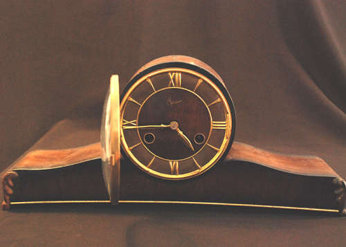 German Made Cyrano Mantel Clock, 8 Days Winding, Chiming Half and Full Hour