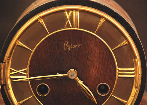 German Made Cyrano Mantel Clock, 8 Days Winding, Chiming Half and Full Hour