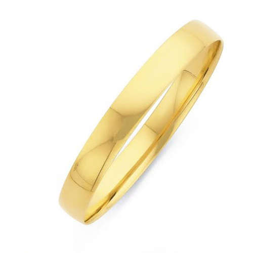 Gold Bangles, Solid 9 Ct. Yellow Gold D Shape 4 mm Heavy Bangles