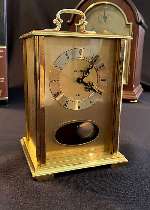 Big German Made Brass Carriage Clock, Chime Half and Full Hour, 8 Days Winding, c 1950