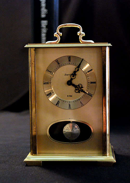 Big German Made Brass Carriage Clock, Chime Half and Full Hour, 8 Days Winding, c 1950