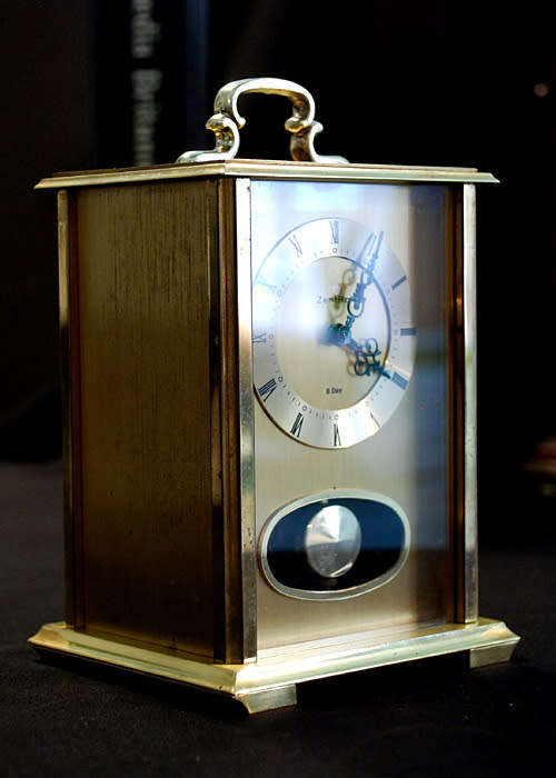 Big German Made Brass Carriage Clock, Chime Half and Full Hour, 8 Days Winding, c 1950