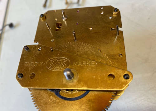 Big German Made Brass Carriage Clock, Chime Half and Full Hour, 8 Days Winding, c 1950