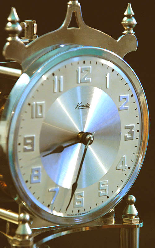 Big Kundo (Kieninger and Obergfell) 400 Day Winding Anniversary Mantel Clock, Chrome,Serviced