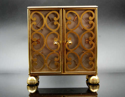 Swiss Made Vintage Imhof Desk Clock, 8 days Winding, 15 Jewels, Solid Brass, Serviced