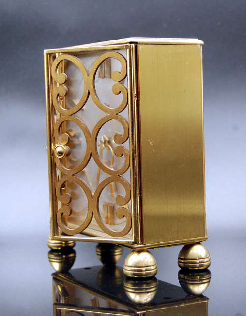 Swiss Made Vintage Imhof Desk Clock, 8 days Winding, 15 Jewels, Solid Brass, Serviced