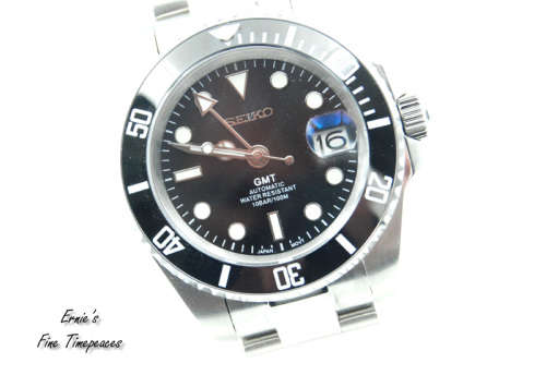 Seiko Gmt Automatic Mod Watch, Black, Nh34 Movement, NEW, Box and Papers