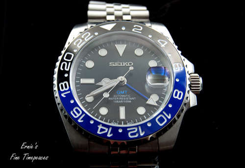 Seiko Gmt Automatic Mod Watch, Batman. Nh34 Movement, NEW, Box and Papers