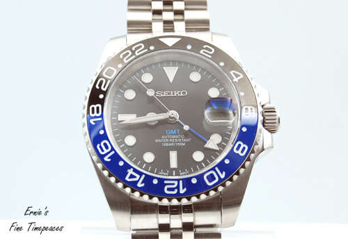 Seiko Gmt Automatic Mod Watch, Batman. Nh34 Movement, NEW, Box and Papers
