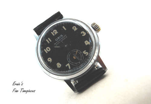 Vintage Oris Military Style Black Dial Manual Wind Watch from the 1940`s, Serviced