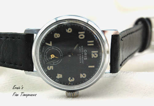 Vintage Oris Military Style Black Dial Manual Wind Watch from the 1940`s, Serviced