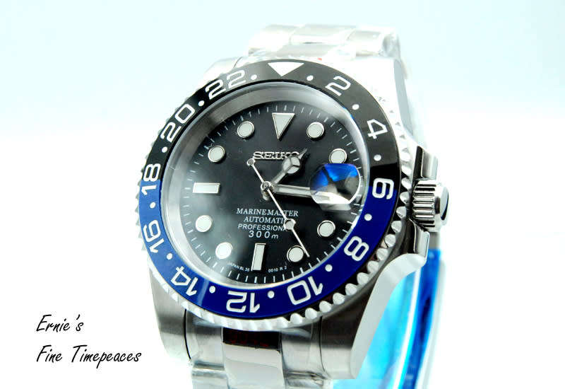 Marine Master 300M Automatic Watch, Seiko NH35 Movement, Batman Ceramic Bezel, Brand New