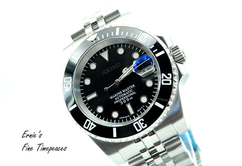 BARGAIN, Marine Master Automatic Mod Watch, Black, with NH 35 Seiko Movement, new