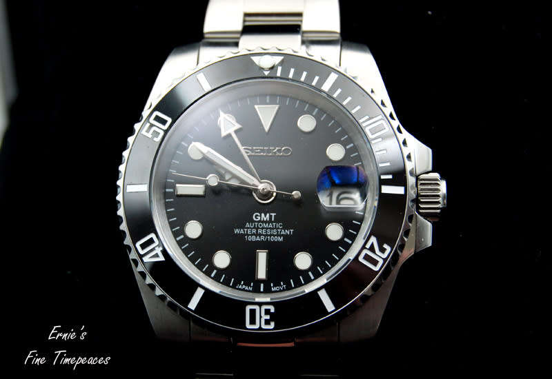 GMT Automatic Men,s Watch, Seiko NH34 Movement, Black Ceramic Bezel, New