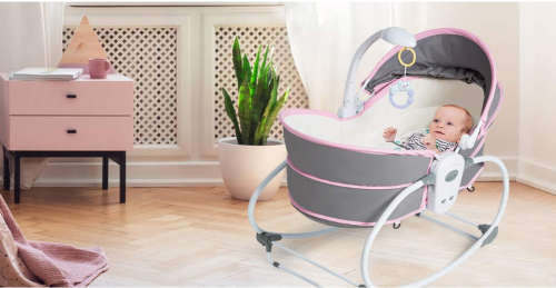5 In 1 Newborn Baby Rocker Bassinet Bouncer Toddler Music Chair With Toy