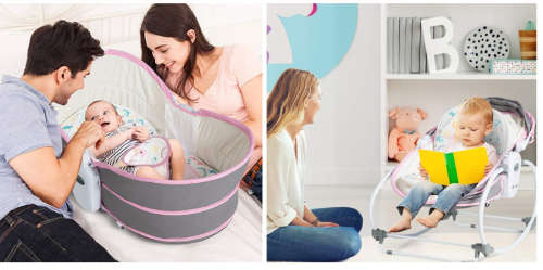 5 In 1 Newborn Baby Rocker Bassinet Bouncer Toddler Music Chair With Toy