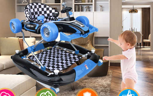 2 in 1 Baby Walker Multifunctional Infant Toddler Walk Learining Anti Rollover Folding Safety Seat