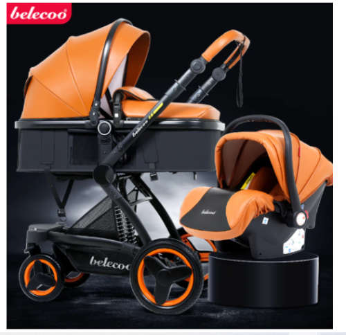 New *2020* 3 in 1 stroller with Car Seat- Black & Gold  Belecoo Brand