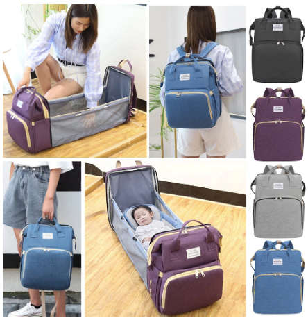Lequeen Diaper Bag For Mom And Baby Backpack Multifunctional Baby Bed Bags Maternity Nursing Handbag