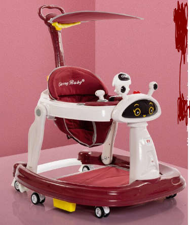 Six Wheel Multifunction Anti-rollover Baby Walker with Can adjustable Infant Push Trolley with Light