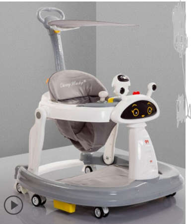 Six Wheel Multifunction Anti-rollover Baby Walker with Can adjustable Infant Push Trolley with Light