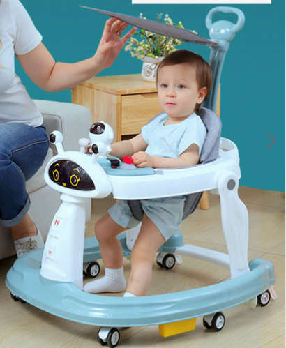 Six Wheel Multifunction Anti-rollover Baby Walker with Can adjustable Infant Push Trolley with Light