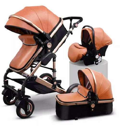 Limited Addition Belecoo Leather Baby Pram Stroller 3 in 1 Travel System