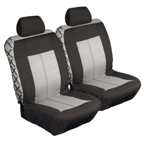 Safari 4 Piece Front Seat Cover Set - Black and Grey