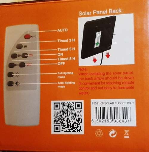 50w Solar Flood light, time switch, remote, IP67