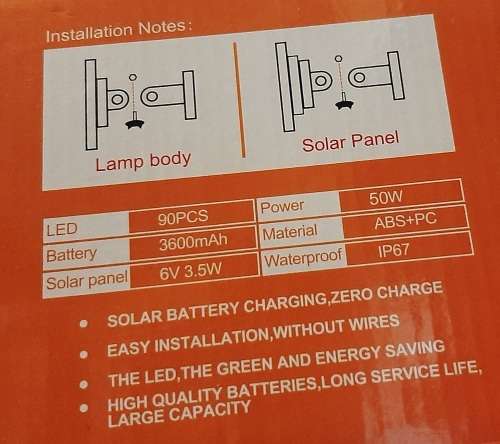 50w Solar Flood light, time switch, remote, IP67