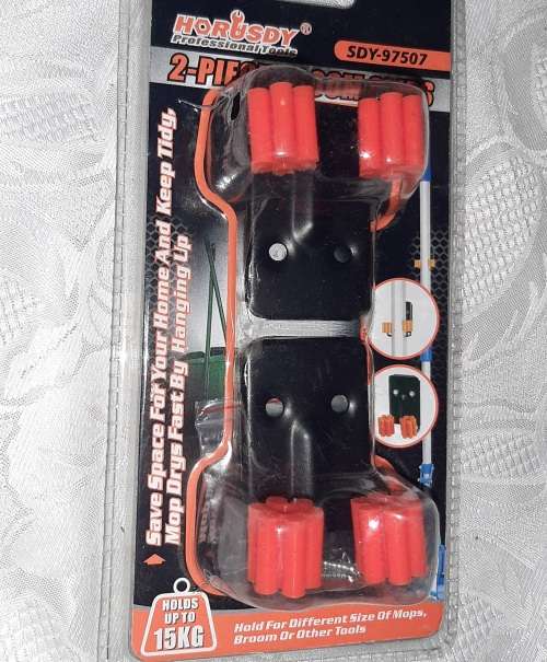 2 piece broom clips holds up to 15kg, hold for different sizes brooms, mops or other tools