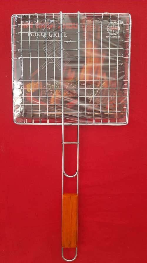 Braai Grill, Wooden Handle, Grid Size 23x21cm