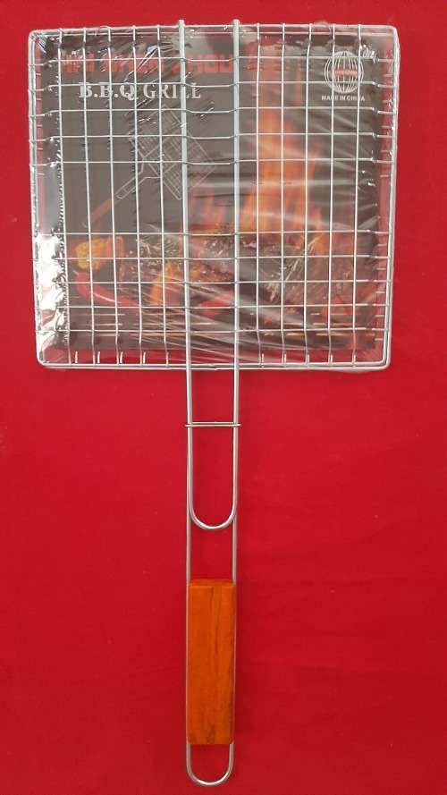 Braai Grill, Wooden Handle, Grid Size 23x21cm