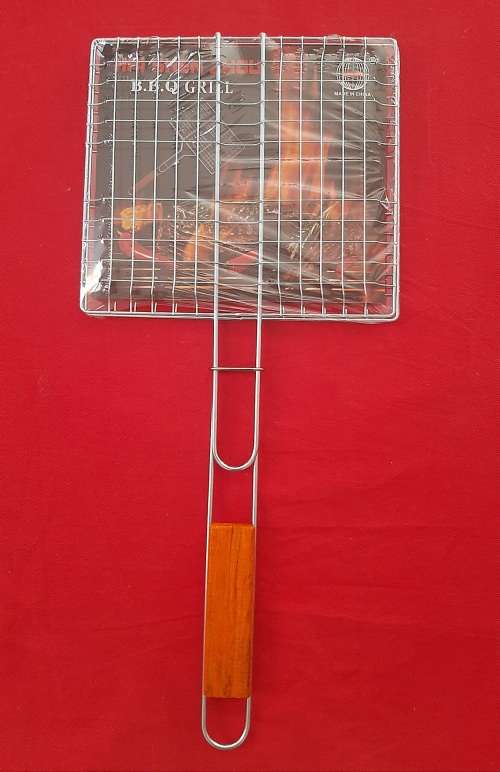 Braai Grill, Wooden Handle, Grid Size 23x21cm