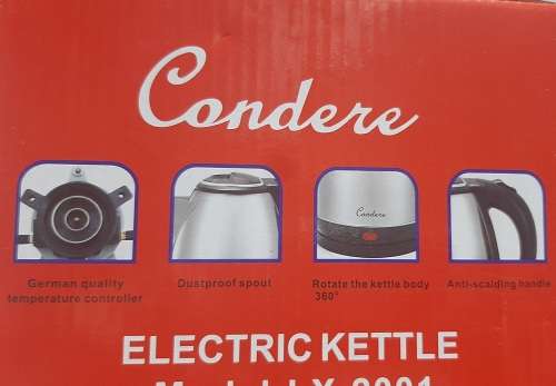 Condere 2L Kettle, cordless, new design, dustproof spout, 360° rotating body,