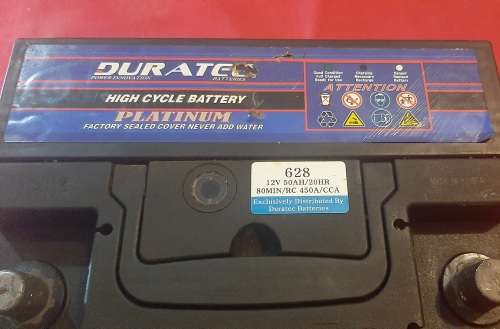 Duratec 628 high cycle 12V battery 50Ah 12V 450A class A (used as demo/display only)