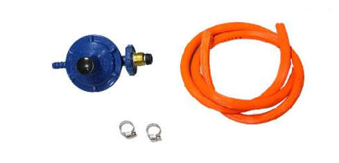 Gas regulator and hose set with 2x clamps