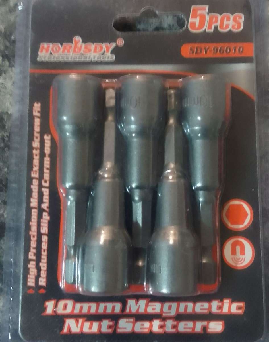 5pcs Magnetic Nut Setters, 7mm or 10mm, high precision made exact screw fit, Reduces Slip & carm out