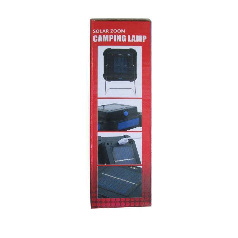 Solar zoom camping lamp, with USB port, Retails R199