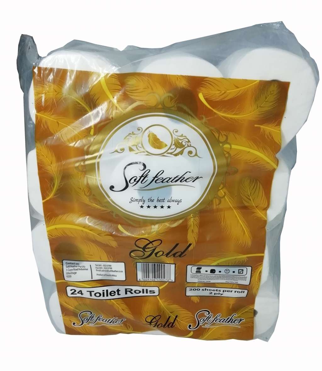 24 Pack 2Ply Soft Feather Gold Toilet Paper 24-Pack, 200 sheets per roll