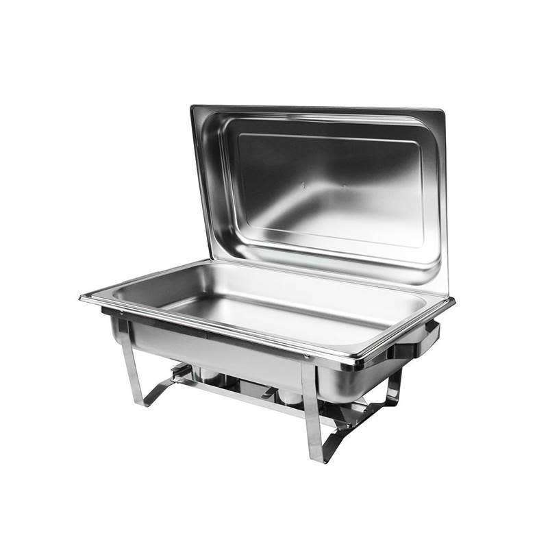 Large Chafing Dish Food Warmer, full size deep pan, cover, water pan, stand, 2 fuel holders
